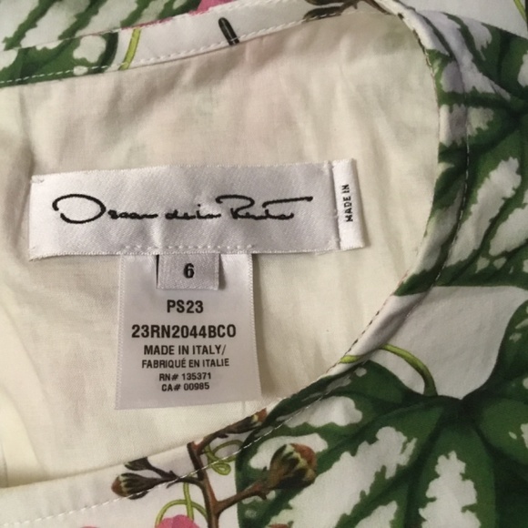 Oscar De La Renta Mixed Botanical Asymmetric Hem Dress - Picture 5 of 10